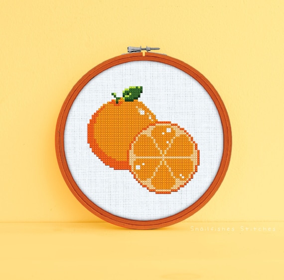 Orange Fruit Cross Stitch Pattern - Orange Cross Stitch Pattern