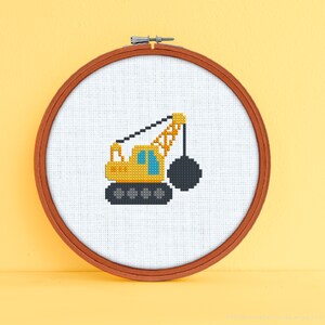 Wrecking Ball Cross Stitch Pattern - Construction Cross Stitch Pattern - Construction Equipment Cross Stitch Pattern - Digital Download PDF