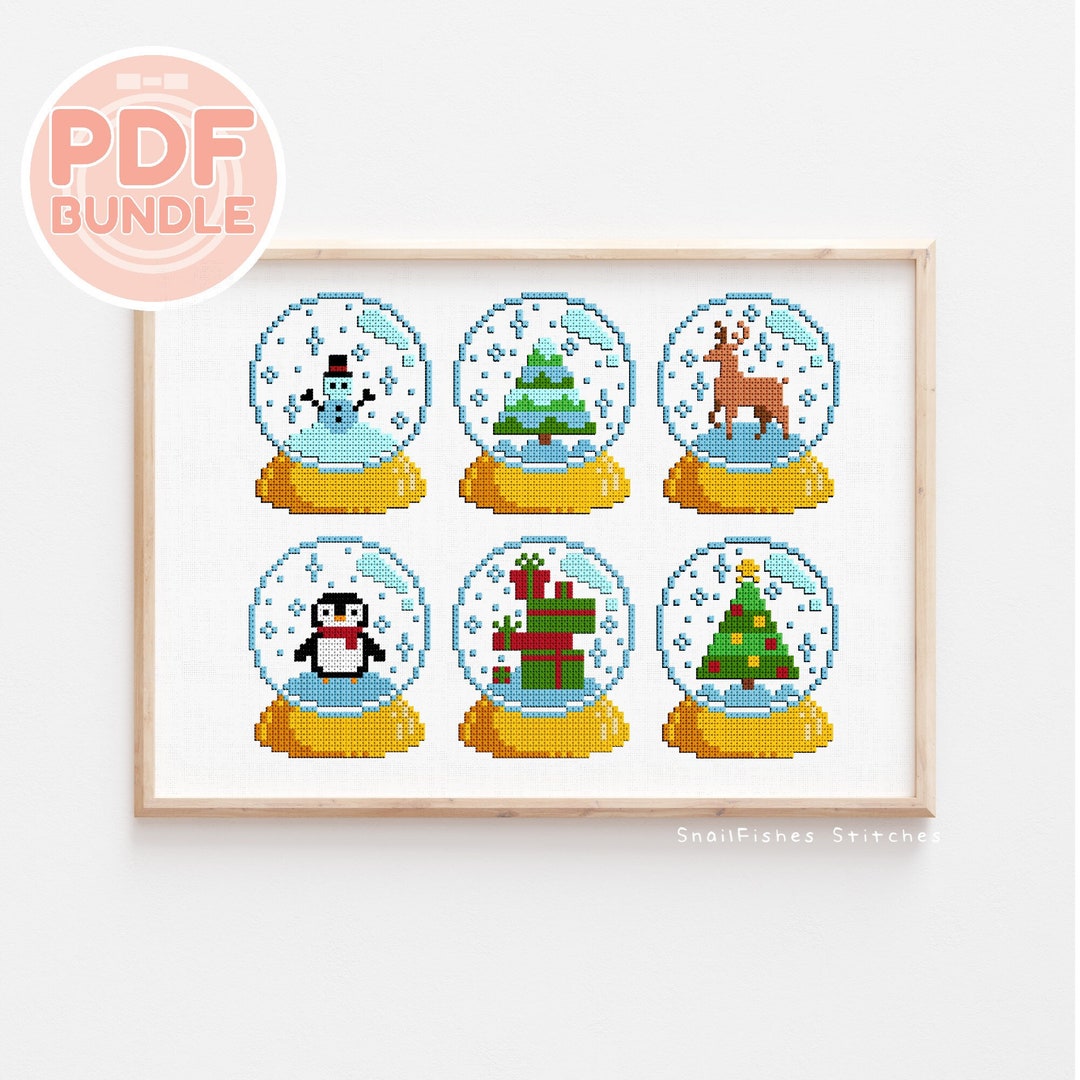 Snow Globe Cross Stitch 6 Pattern Bundle - Snow Globe Cross Stitch ...