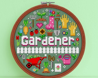 Gardening Cross Stitch Pattern - Garden Cross Stitch Pattern - Gardening Pattern - Garden Embroidery - Gardening PDF - Digital Download PDF