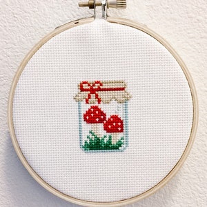 Mushroom Jar Cross Stitch Pattern Cottagecore Pattern PDF Pattern Modern Cross Stitch Embroidery Pattern Simple Cross Stitch image 3