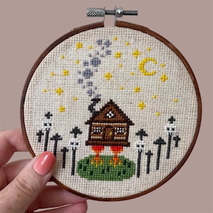 Baba Yaga Cross Stitch Pattern - Baba Yaga House Cross Stitch - Chicken House Cross Stitch Pattern - Chicken House Cross Stitch - Baba Yaga