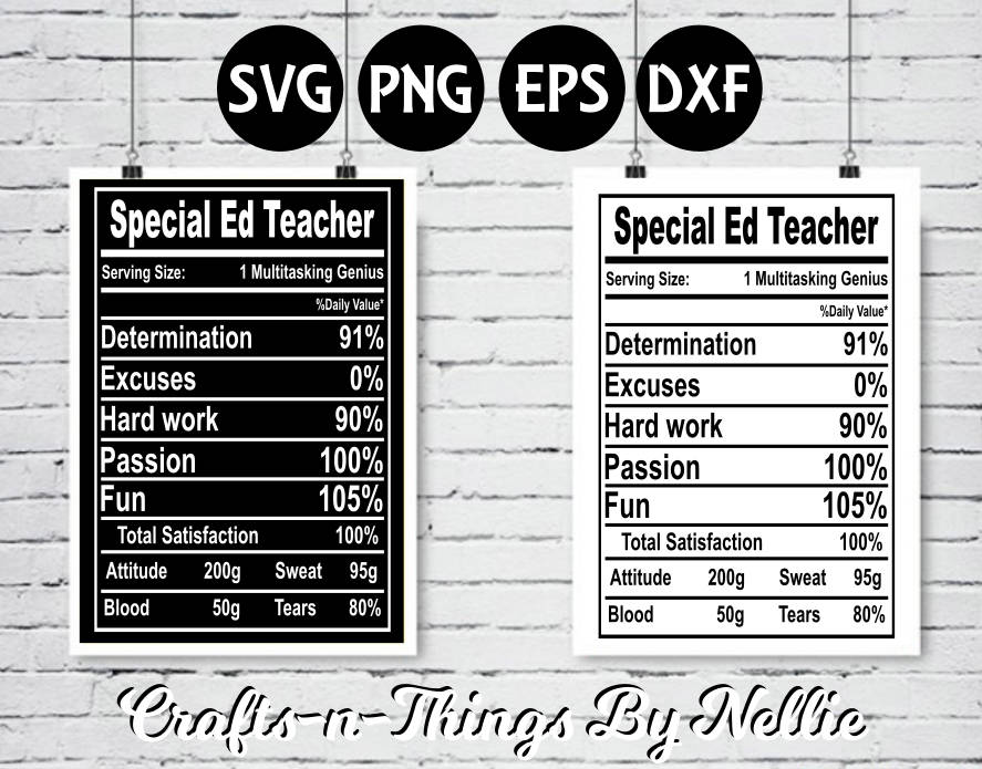 Download Special Ed teacher Nutrition Facts SVG | Etsy