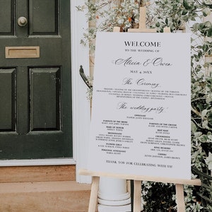 Classic Wedding Program Poster, Modern Wedding Program Board Template, Editable Program Minimalist, Printable Ceremony Program, Templett C60