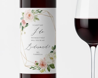 Succulent Bridesmaid Proposal Wine Label Editable Will You Be My Bridesmaid Label With Poem Printable Bridesmaid Wine Label Templett C15