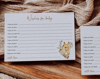 Wishes For Baby Sign And Card Template Rustic Baby Advice Card Editable Vintage Nursery Boy Baby Shower Game Baby Wish Card Templett, C78