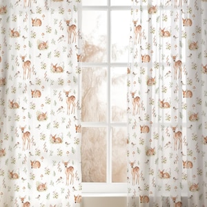 Baby Deer Curtain Woodland Nursery Shades Forest Animal Nursery Blackout Curtain Nursery Curtain Girl Window Covering Children Room Fawn B16