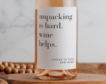 Housewarming Gift For Wine Lover Wine Label Housewarming Wine Sticker New Home Gift Idea Funny Wine Bottle Label New House Gift DIY Templett