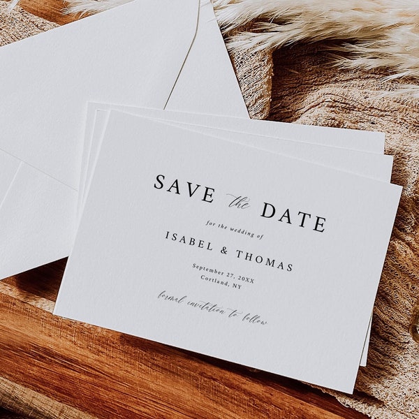 Save The Date Template Download, Fully Editable, Formal Save The Date Cards Landscape, Classic Save The Date Template Printable Templett C89