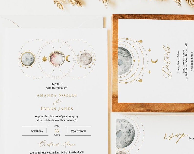 Celestial Wedding Invitation Template Planets Wedding Invitation Suite Editable Wedding Invite Galaxy Invitation Set Templett