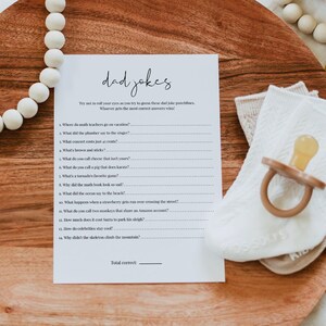 Dad Jokes Baby Shower Game Template, Minimalist Dad Jokes Game, Funny Baby Shower Game, Dad Game, Riddles, Joke Trivia Game, Templett, C85