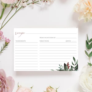 Winter-Rezeptkarten-Vorlagen-Download, Rezeptkarten 4x6, DIY-Weihnachtsbrautparty-Rezeptkarteneinsatz, bearbeitbare Rezeptkarten, Templett, C57