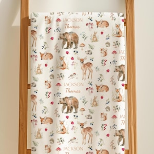 Walddecke Individuelle Decke Tier Kinderzimmer Dekor Baby Shower Geschenk Baby Geschenk Gender Neutral Decke Geschenk B15