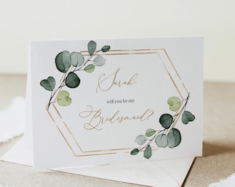 Bridesmaid Proposal Card Template, Printable Will You Be My Bridesmaid, Editable Maid Of Honor Proposal, Bridesmaid Box Gift, Templett, C22