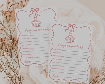 Girl Prayers For Baby Template Bow Baby Prayer Wavy Edge Baptism Prayer Card Girl Whimsical Christening Prayer Ribbon Scallop Templett C117