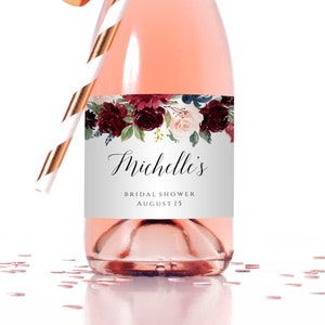 Editable Mini Champagne Label Template, Instant Download, Bridal Shower Favor, Printable Bridal Shower Mini Wine Bottle Labels, Templett, C6