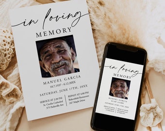 Funeral Announcement Template Editable Funeral Invitation Funeral Evite Memorial Service Invite Minimalist Celebration Of Life Templett, C94