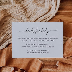GEDRUKTE kaart voor boekverzoek Genderneutraal Breng een boek mee in plaats van een kaart Modern insteekkaartje Minimalistische boeken voor babyshower invoegen P20