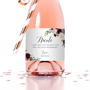 Non posso dire di fare a meno di te Mini modello di etichetta per vino, download immediato, etichette stampabili per proposta di damigella d'onore Mini etichette per champagne, Templett, C6
