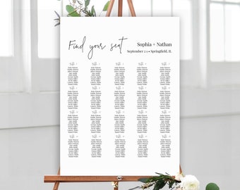 Minimalist Seating Chart Template, Wedding Seating Chart Board, Editable Seating Chart Poster, Printable Seating Chart, Seating Plan, C46