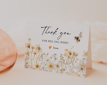 Bee Thank You Card Template Editable Thank You Honey Bee Birthday Party Thank You Bee Baby Shower Thank You Bridal Shower Bee Templett, C108