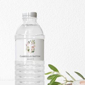 Baptism Water Bottle Label Template Download, Editable Girl Baptism Favor, Printable Christening Water Bottle Label, Communion, Templett, C9