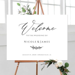 Classic Welcome Wedding Sign, Instant Download, Welcome To Our Wedding, Editable Wedding Sign, Printable Welcome Sign Landscape Templett C27