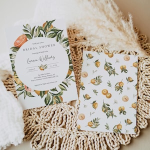 Orange Bridal Shower Invitation Template Download, Editable Citrus Bridal Shower Invite, Printable Clementine DIY Invite, Templett, C79