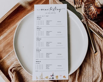 Wine Tasting Card Template Printable Wine Tasting Score Card Wine Tasting Sheet Blind Wine Tasting Note Wine Party Scorecard Templett, C102