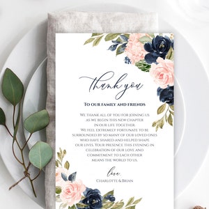 Tarjeta de agradecimiento de boda, totalmente editable, nota de agradecimiento, carta de agradecimiento imprimible, agradecimiento editable, caligrafía floral de agradecimiento, C24