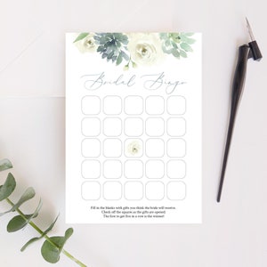 Succulent Bridal Shower Bingo, Instant Download, Fully Editable Bridal Bingo Game, Tea Party Bingo, Bingo Bridal Shower, Templett, C15