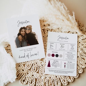 Photo Bridesmaid Proposal Card Template Will You Be My Bridesmaid Maid Of Honor Proposal Info Card Bridesmaid Infographic Bridesmaid Box C67