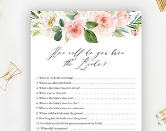 How Well Do You Know The Bride, 100% Editable, Who Knows The Bride Best, Bachelorette Party Game, Printable Shower Game, Templett C9