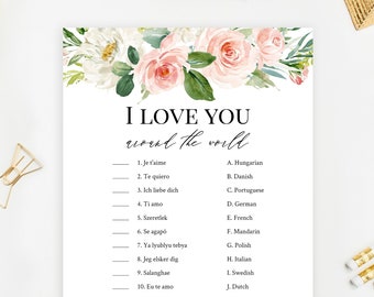 I Love You Around The World Game, Editable Bridal Shower Game, Printable Wedding Shower Languages Game, Travel Shower Game, Templett, C9