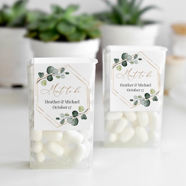 Greenery And Gold Mint To Be Label Template Download, Editable Tic Tac Stickers, Printable Tic Tac Wraparound, Tic Tac Label, Templett C22