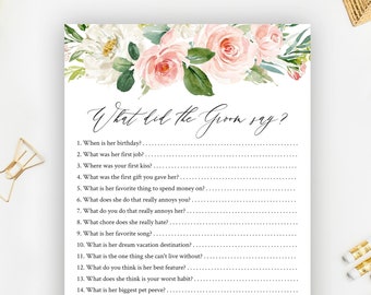 What Did The Groom Say, 100% Editable, Editable Bridal Shower Games, What Did He Say About His Bride, Bachelorette Party Game, Templett, C9