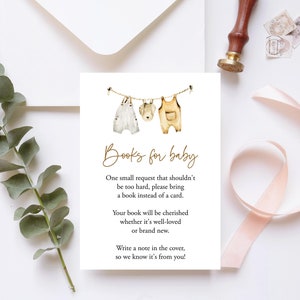 Demande de livre rustique, apporter un livre au lieu d'une carte, hors-texte pour livre de vêtements, livres Petite mignonne pour bébé, encart pour baby shower garçon Templett C78