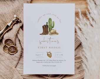 First Birthday Invitation For A Boy Cowboy Birthday Invitation Template Editable Wild West 1st Birthday Invite First Rodeo Templett, C86