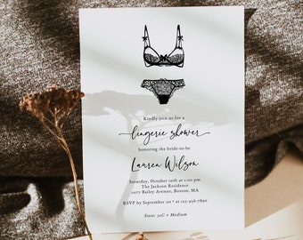 Sjabloon voor uitnodiging voor een lingerieshower downloaden, bewerkbare uitnodiging voor een lingeriefeestje, vrijgezellenfeest, printbare uitnodiging voor een meidenfeestje, doodle, Templett C4