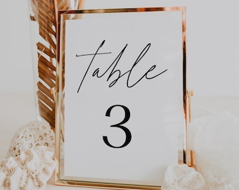 Modern Wedding Table Number Template 5x7 Editable Reception Numbers 4x6 Minimalist Table Number Sign Wedding Table Card DIY Templett, C92