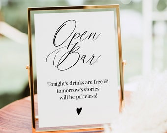 Open Bar Sign Template Modern Tonight's Drinks Are Free Minimalist Open Bar Wedding Sign Drinks Sign Printable Alcohol Sign Templett, C71