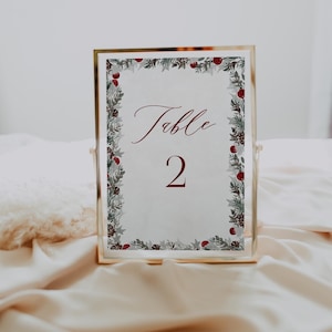 Winter Wedding Table Number Template Editable Christmas Table Number Christmas Garland Table Number Holiday Xmas Table Number Templett, C98