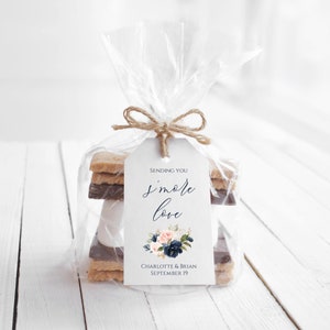 Blush And Navy S'mores Tag Template Download, Editable S'more Love Tag, Printable Wedding S'mores Tag, Bridal Shower S'mores, Templett, C24