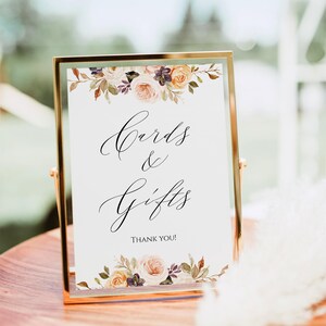 Panneau pour cartes et cadeaux d'automne, panneau floral de mariage, panneau de cartes de mariage d'automne, panneau de table pour cartes, shower de mariage, baby shower, réception, C45