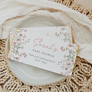 Wildflower Chocolate Wrapper Girl Baby Shower Favor Floral Birthday Candy Bar Wrapper Meadow Flower Chocolate Wrapper Template Templett C101