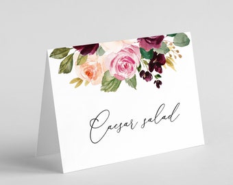 Instant Download 100/% Editable Buffet Card Template Templett Bohemian Food Card Printable Food Label Wedding Buffet Tent Card C45