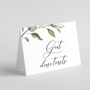 Modello di biglietto da buffet completamente modificabile, download immediato, etichetta alimentare stampabile, biglietto da buffet per matrimonio, biglietto da cibo Greenery, Templett, C41