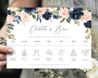 Boho Wedding Timeline Template Download, Printable Timeline, Wedding Day Timeline Floral, Wedding Itinerary, Order Of Events, Templett, C24