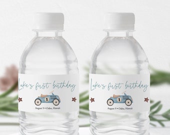 Birthday Water Bottle Label Race Car Bottle Wrap Download Printable Boy Birthday Party Decoration Sticker Template ANY AGE Templett, C88