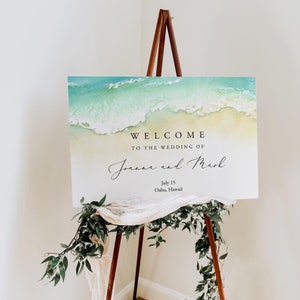 Beach Wedding Welcome Sign Template, Instant Download, Seashore Welcome Sign, Printable Ocean Welcome Sign, Summer Wedding, Templett, C56